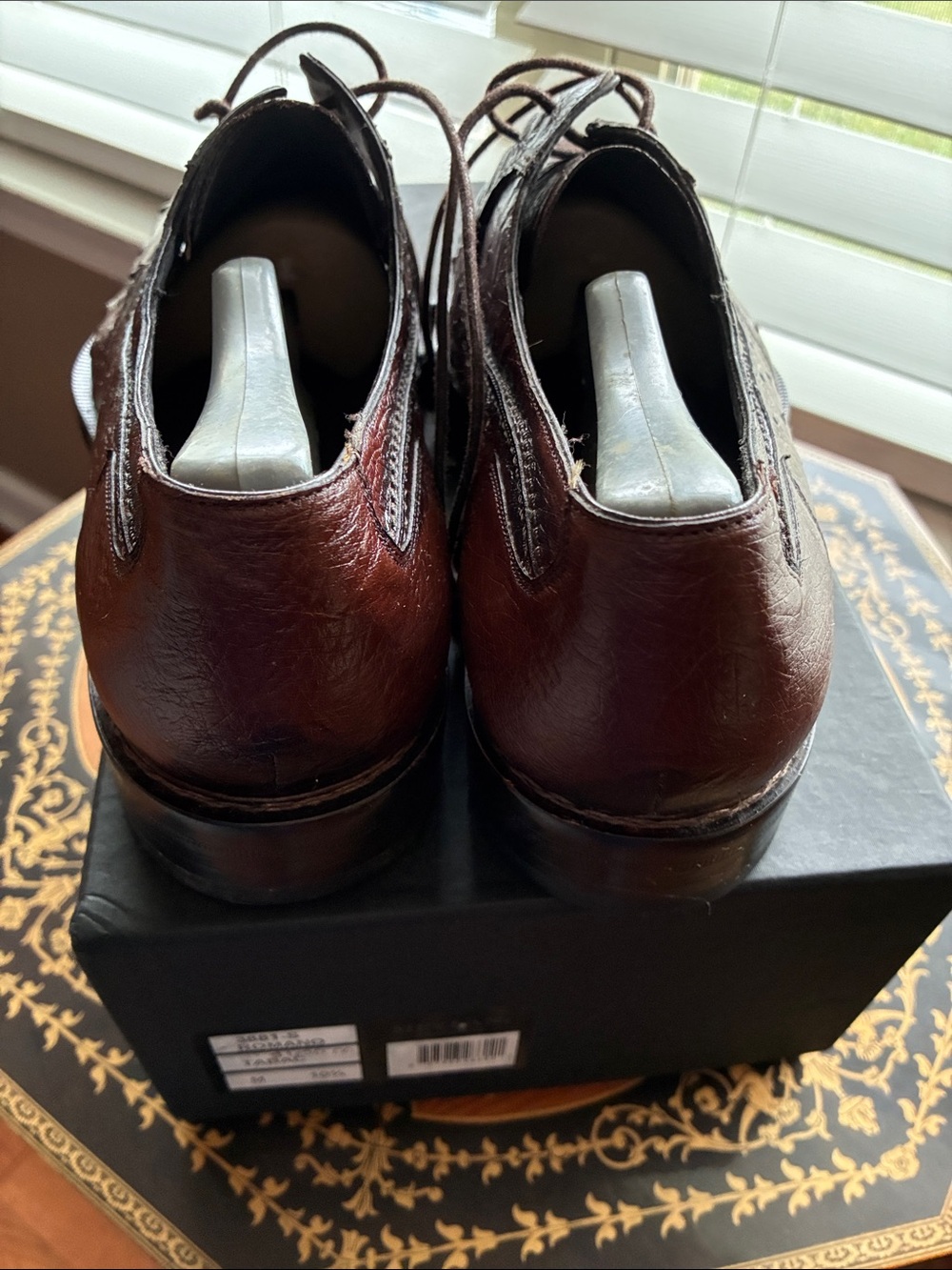 Mezlan Platinum Men’s 10.5 M Brown Romano Ostrich Leather Derby Lace-Up Shoes - Picture 6 of 16